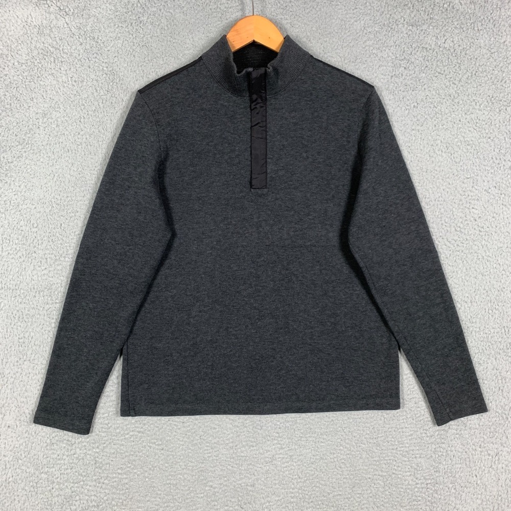 Hugo Boss Sydney 55 Sweater Men's Large L Charcoal Half-Zip Pullover Regular Fit